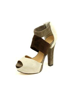 Gwen Stefani L.A.M.B. Norwood Brown Cream Platform Sandal Heels